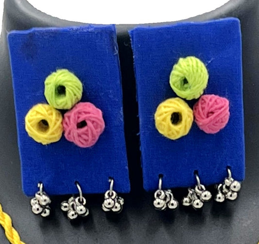 Ethnic Fabric Necklace with Matching Earrings – Rang Tarang Collection