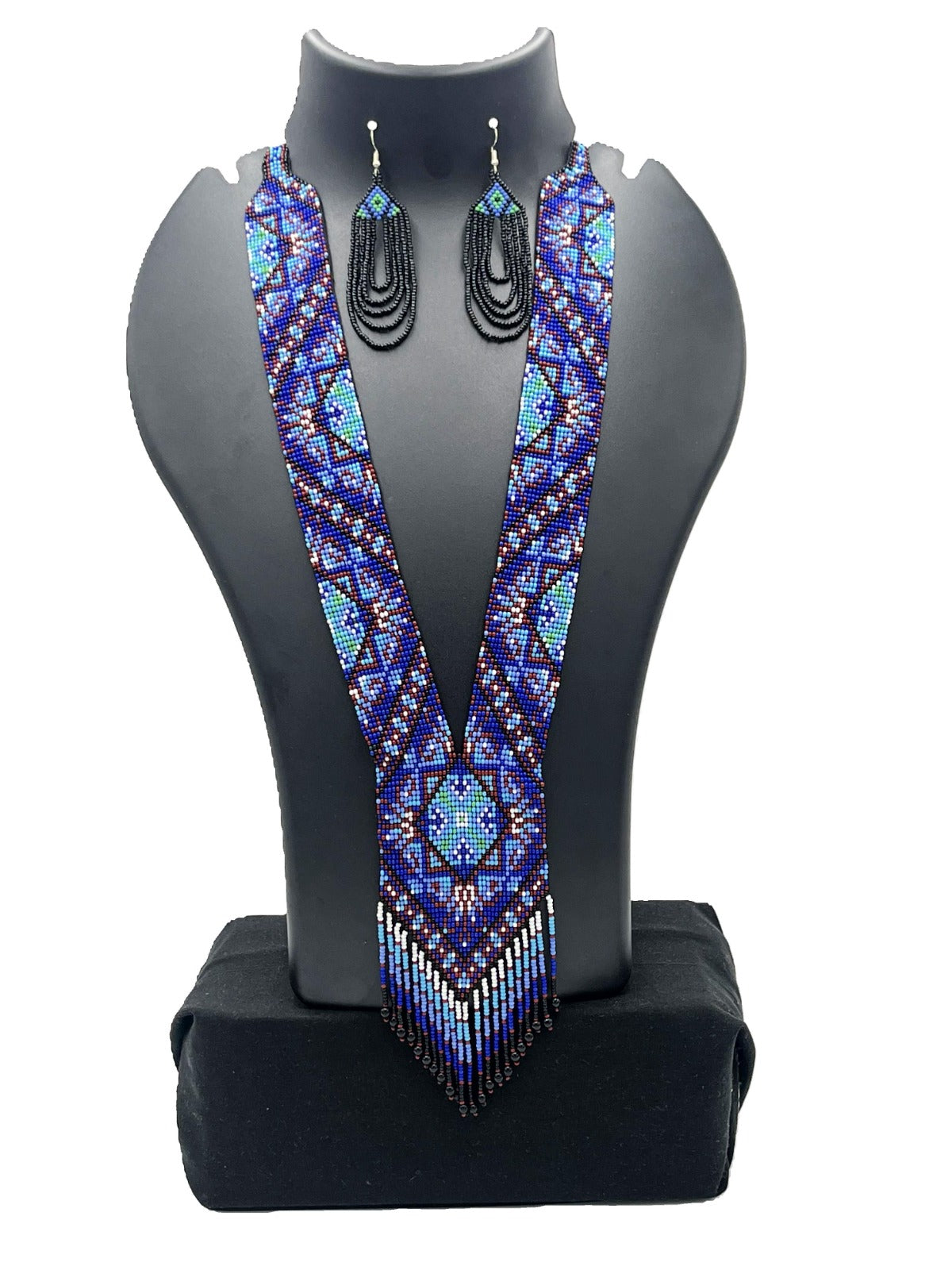 The Chakmak Blue Mirage Handmade Beaded Necklace Set – Boho Style Jewelry