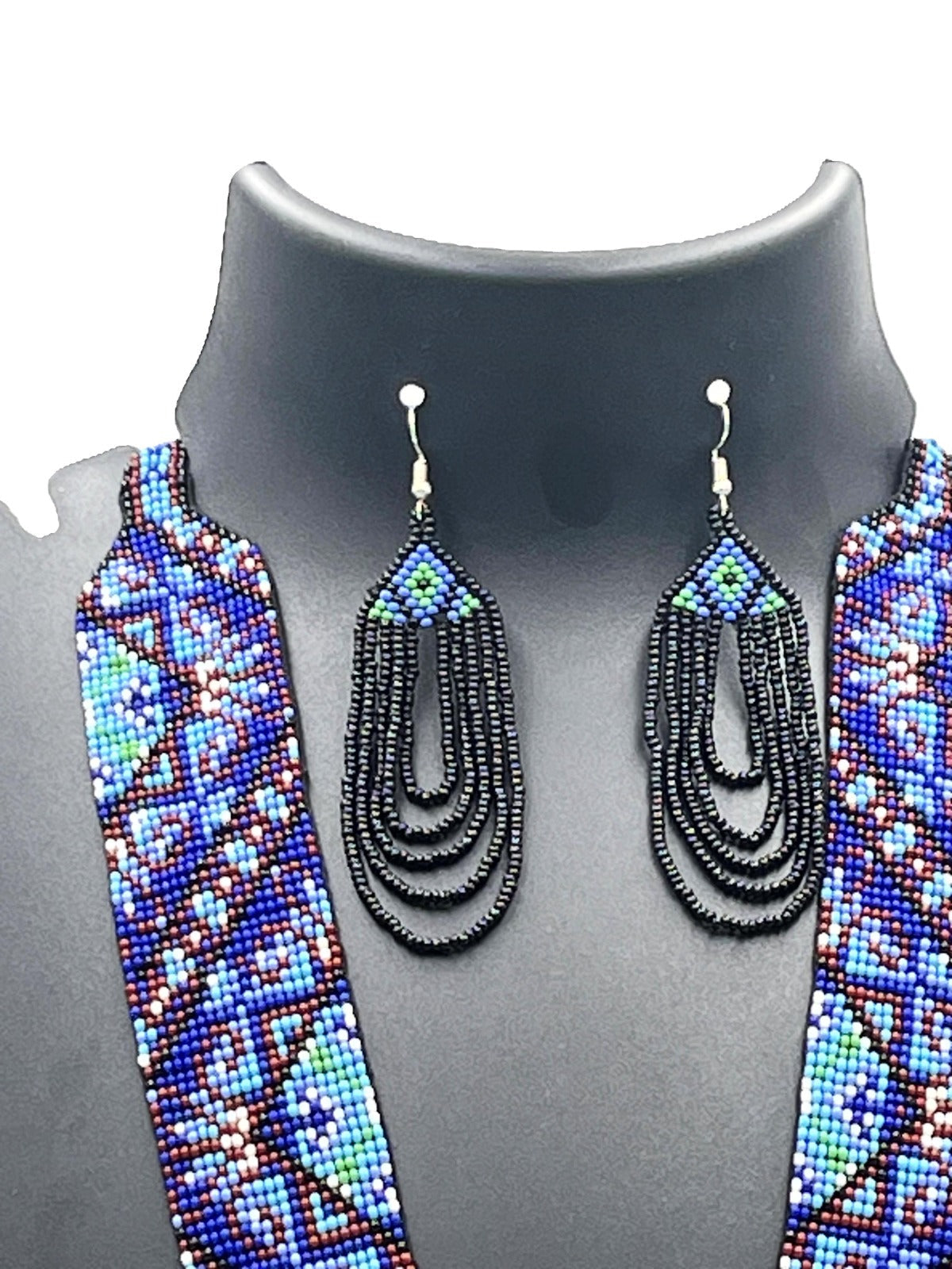 Handmade Beaded Necklace with Matching Earrings – The Chakmak Beaded Collection