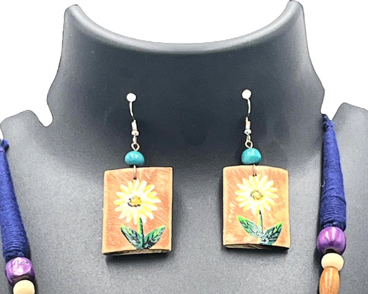 Matching Hand-Painted Earrings with Natural Beads – The Chakmak