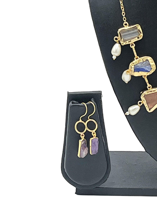 Matching Earrings with Raw Stone Design – The Chakmak Jewellery