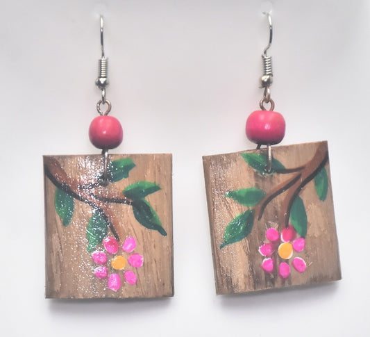 Eco-Friendly Handcrafted Bamboo Earrings with Floral Design – The Chakmak