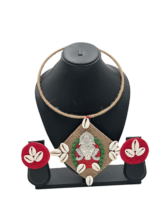 The Chakmak Kodi Devi Tribal Hasli Necklace & Earrings with Goddess Pendant