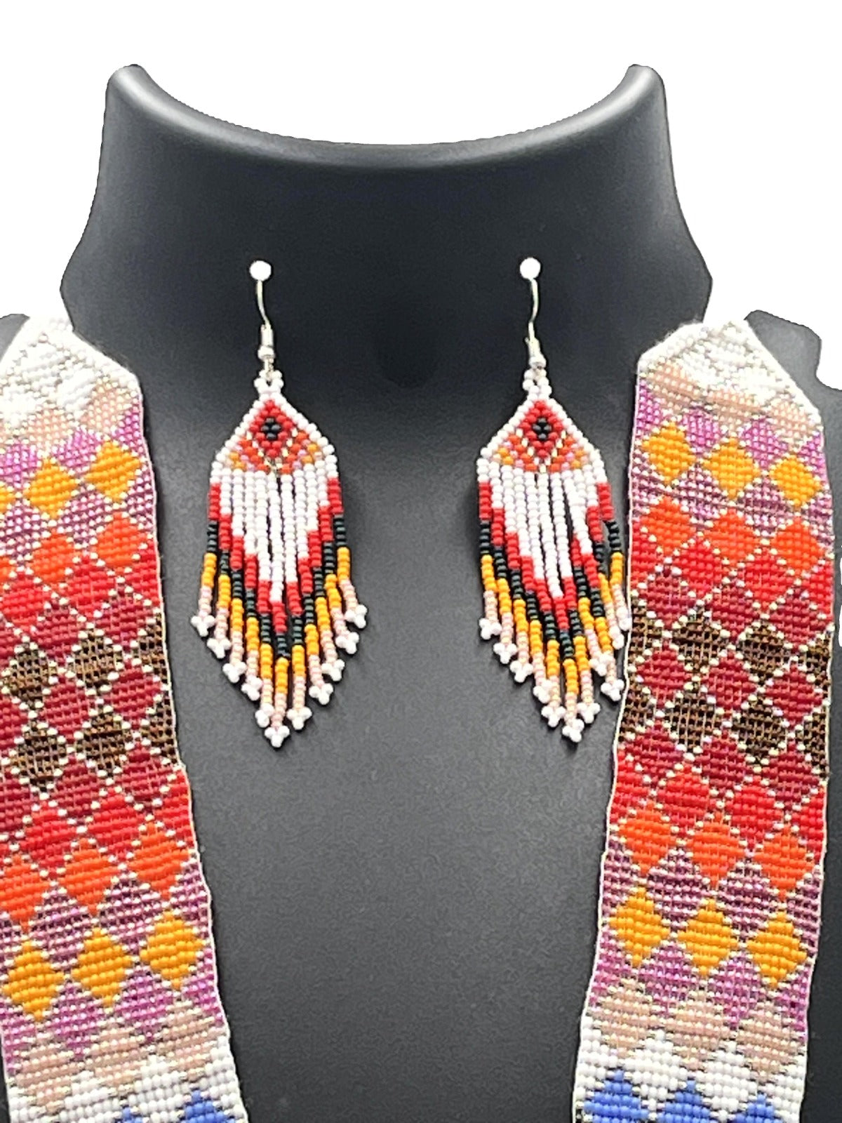 Fringe Beadwork Necklace Set with Earrings – The Chakmak Jewelry
