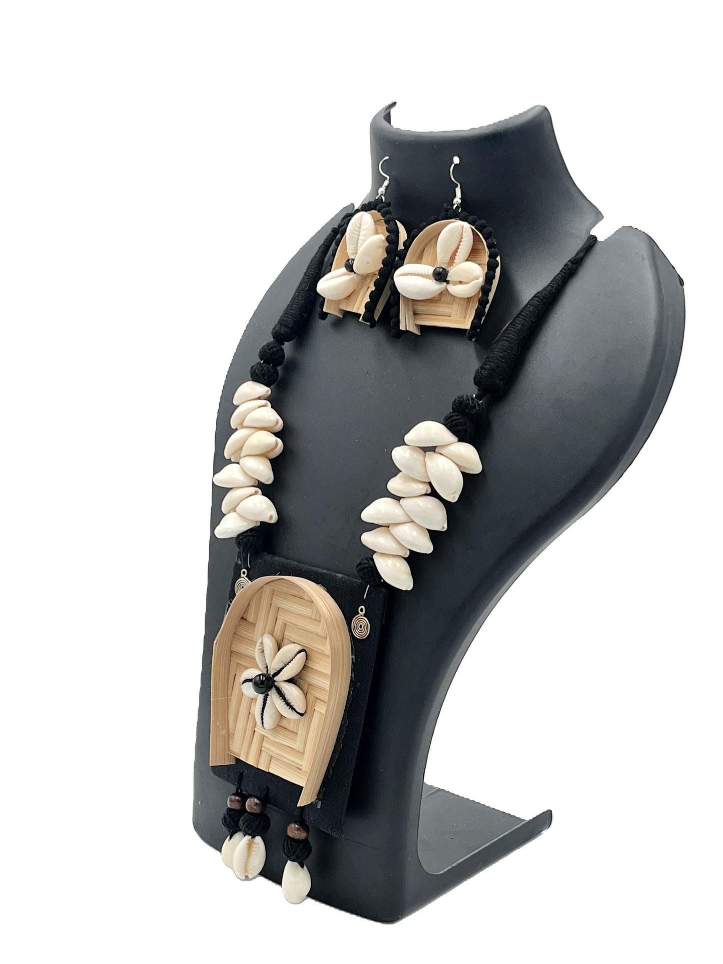 Ethnic necklace with matching earrings, handcrafted bamboo jewelry – The Chakmak