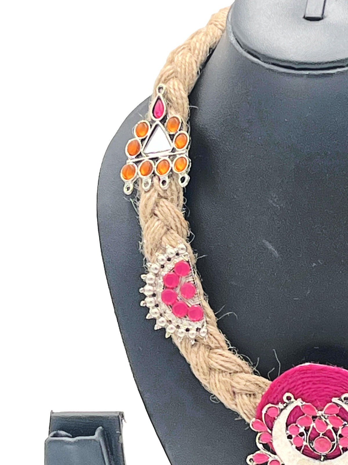 Side view of Handmade Jute Tribal Necklace – The Chakmak Jewelry