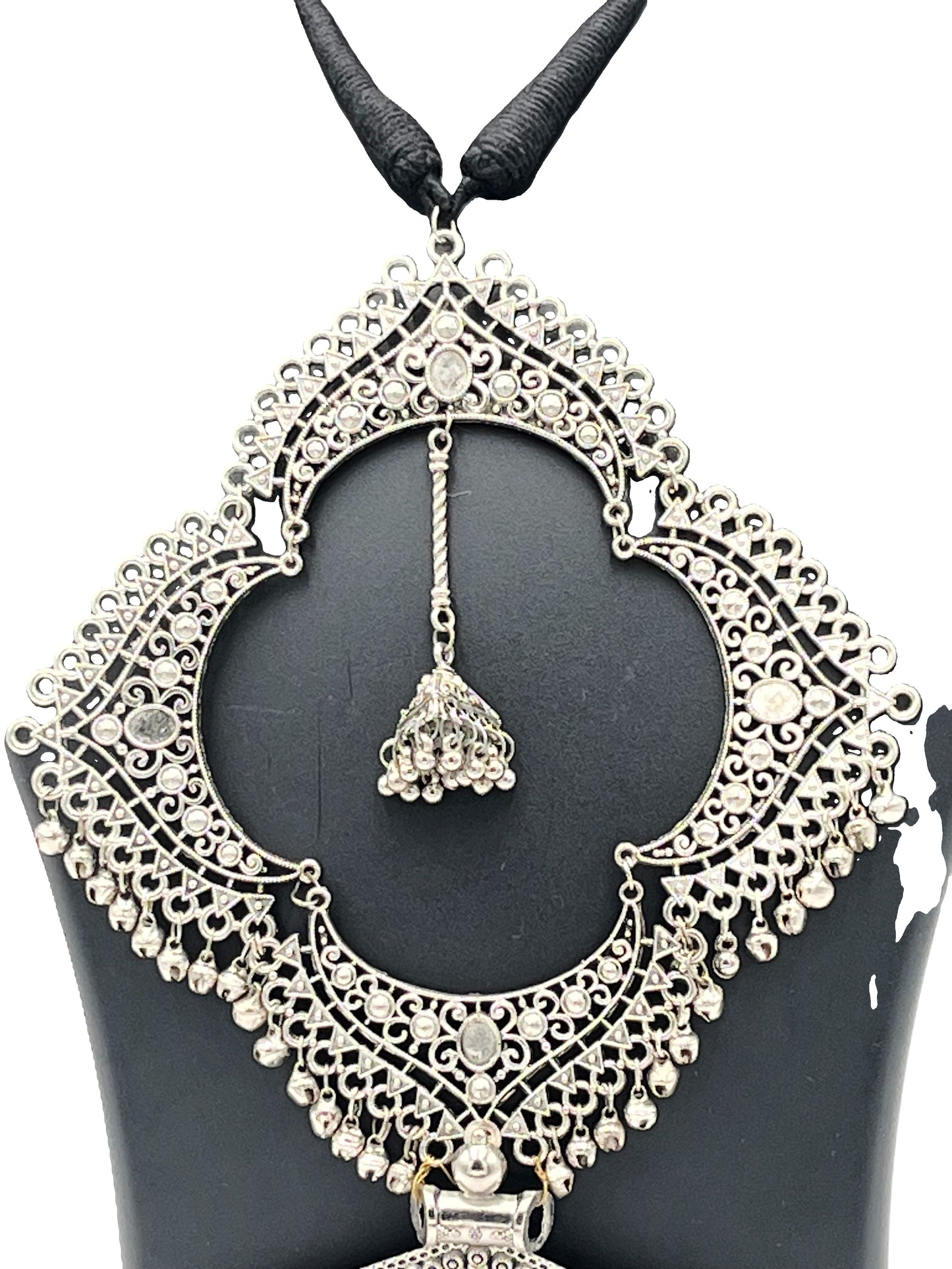 The Chakmak Maharani Haar – Grand Oxidized Silver Temple Motif Necklace | Traditional Statement Jewellery for Women