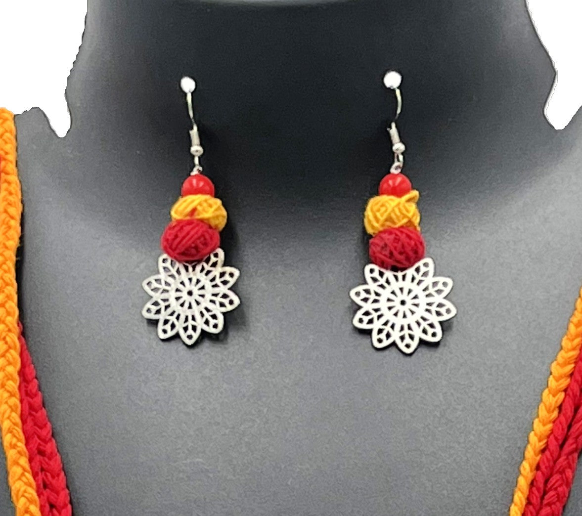 Matching Earrings with Thread & Floral Design – Rang Tarang Collection