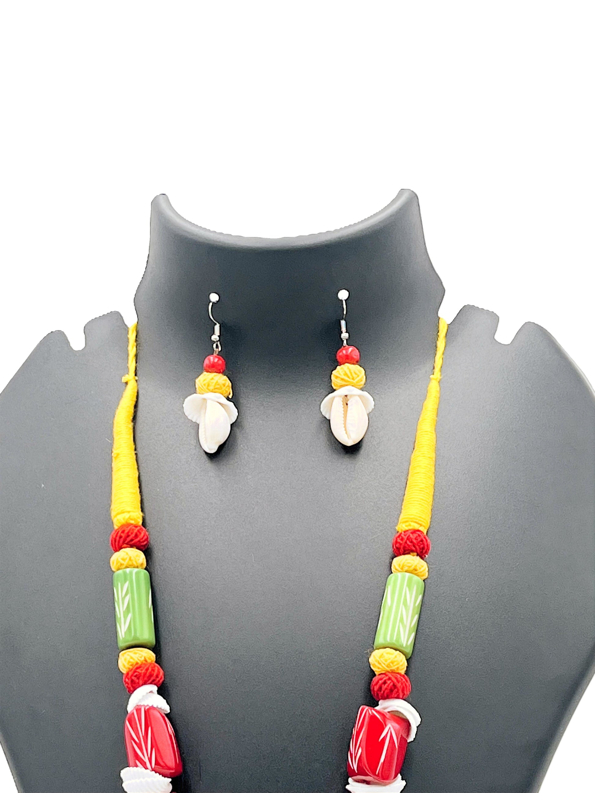 Handcrafted Terracotta Navratri and Durga Puja Necklace with Matching Earrings – Festival Jewelry