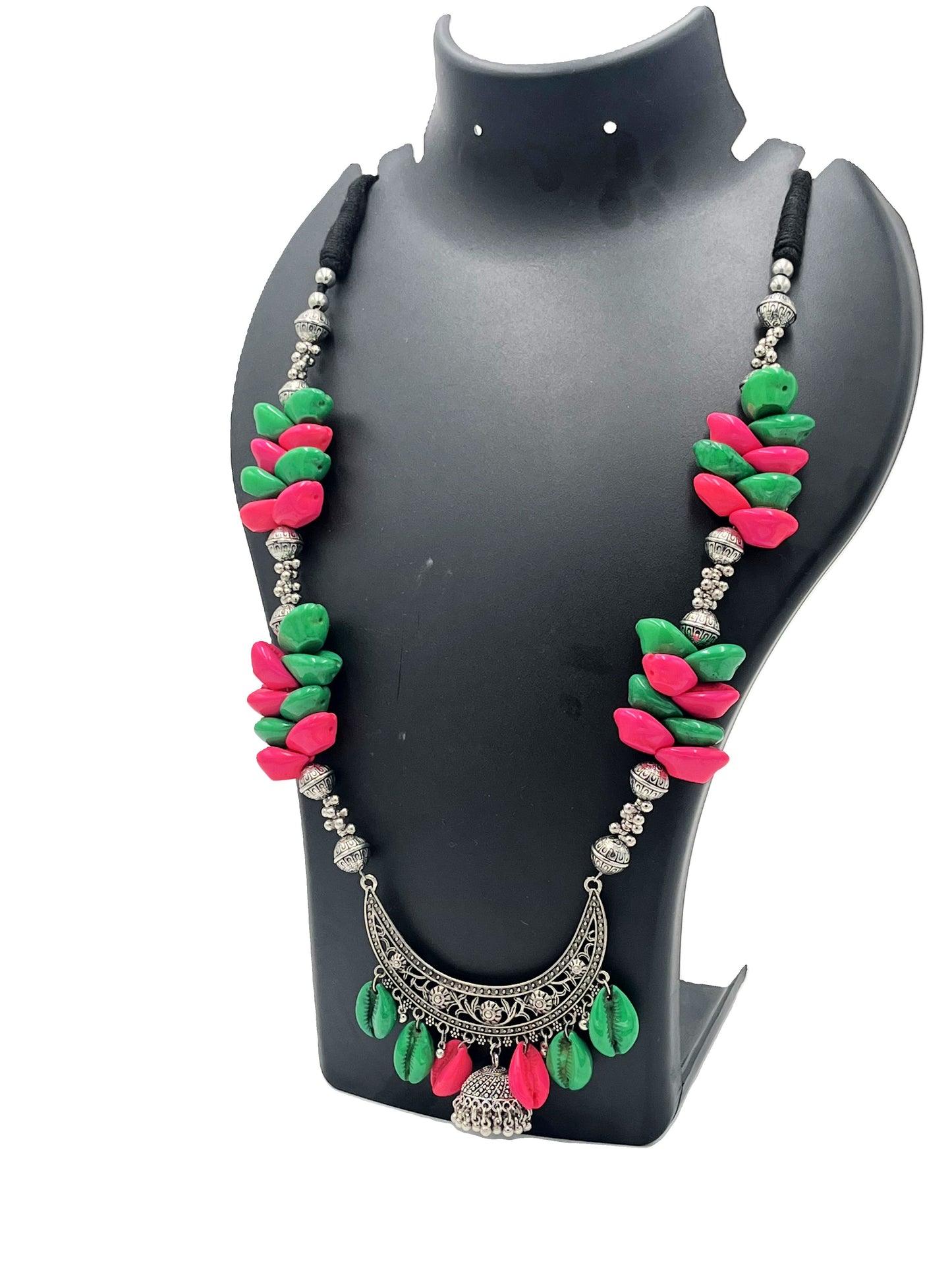 Pink & Green Handmade Necklace – The Chakmak Tribal SeaBloom Collection
