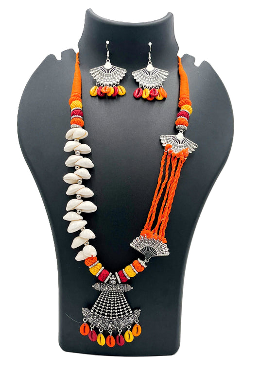 Handmade Tribal Sunset Shell & Fan Pendant Necklace Set – The Chakmak