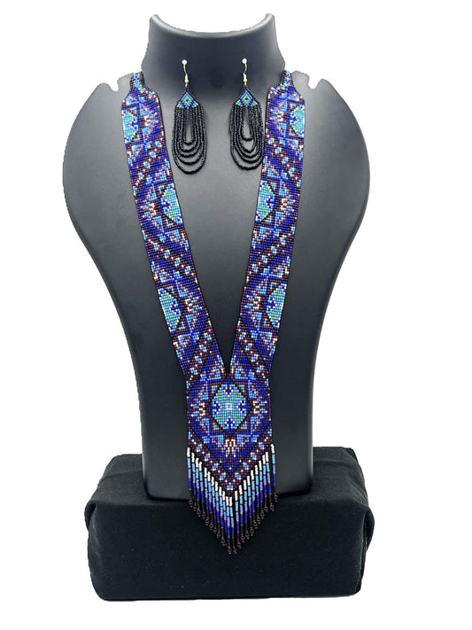 The Chakmak Blue Mirage Handmade Beaded Necklace Set – Boho Style Jewelry