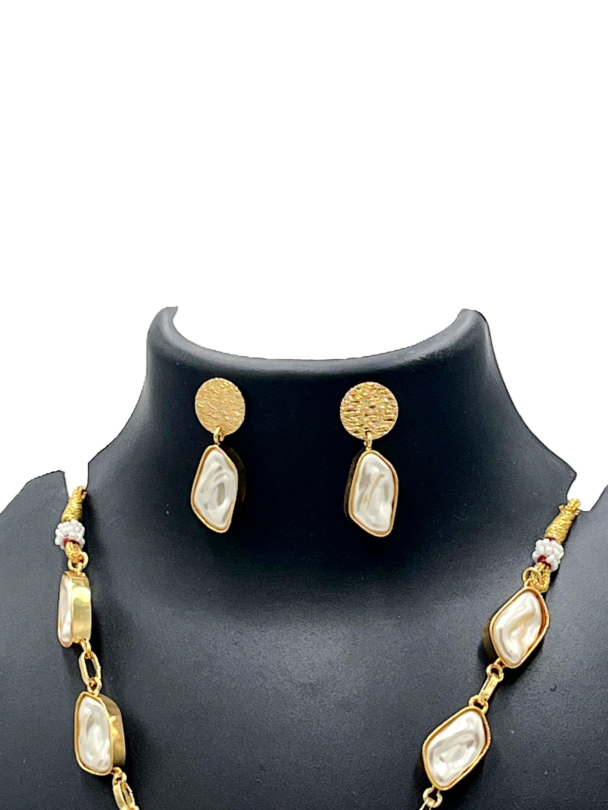Handcrafted Mother of Pearl necklace & earrings – The Chakmak Blush Radiance