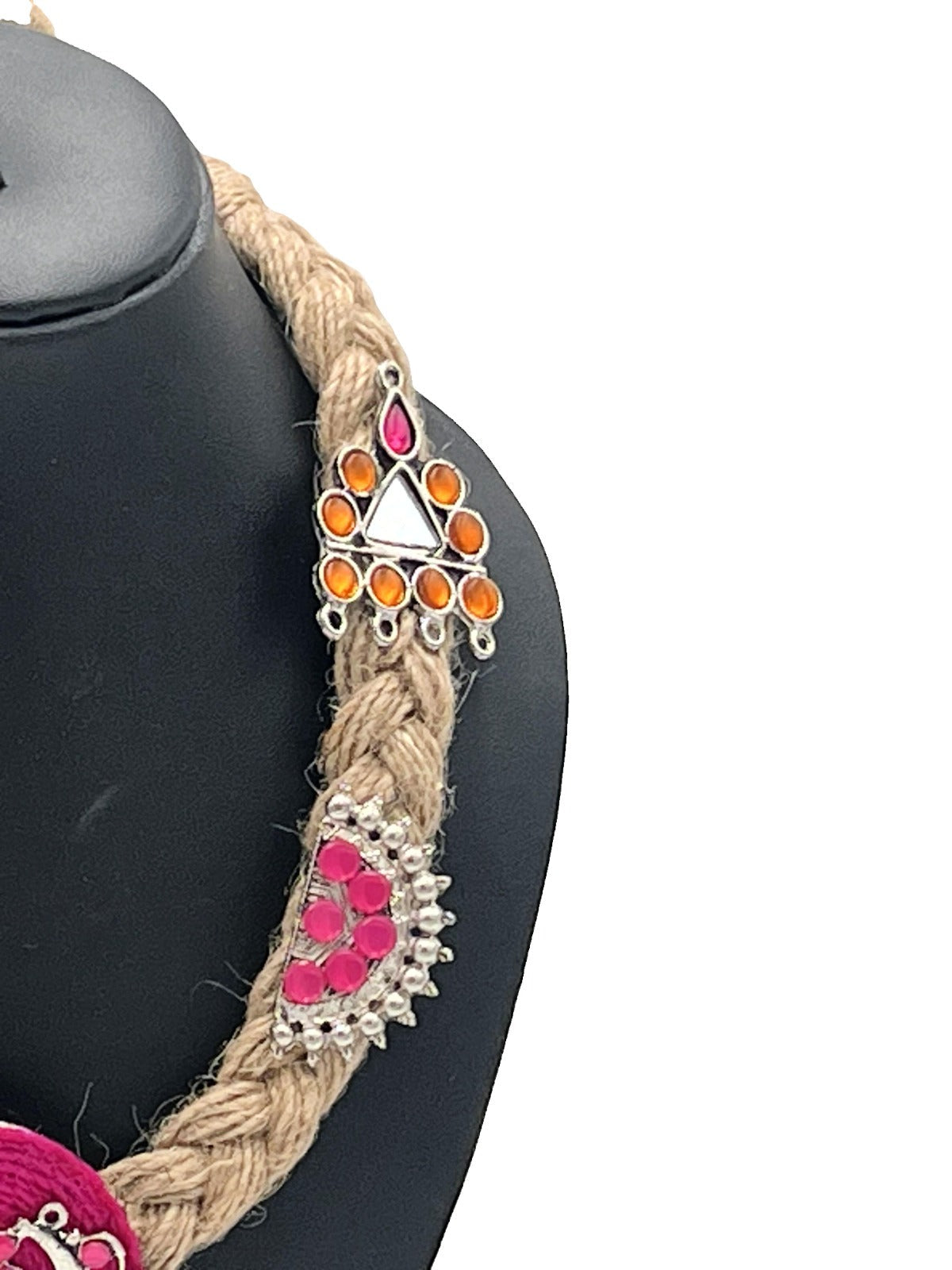 Side view of Handmade Jute Tribal Necklace – The Chakmak Jewelry