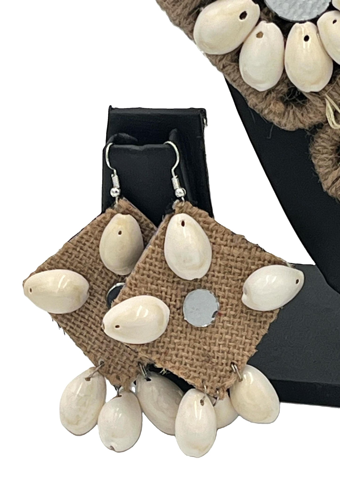 Ethnic Floral Cowrie Shell Necklace with Matching Earrings – The Chakmak Earth Bloom Jute collection