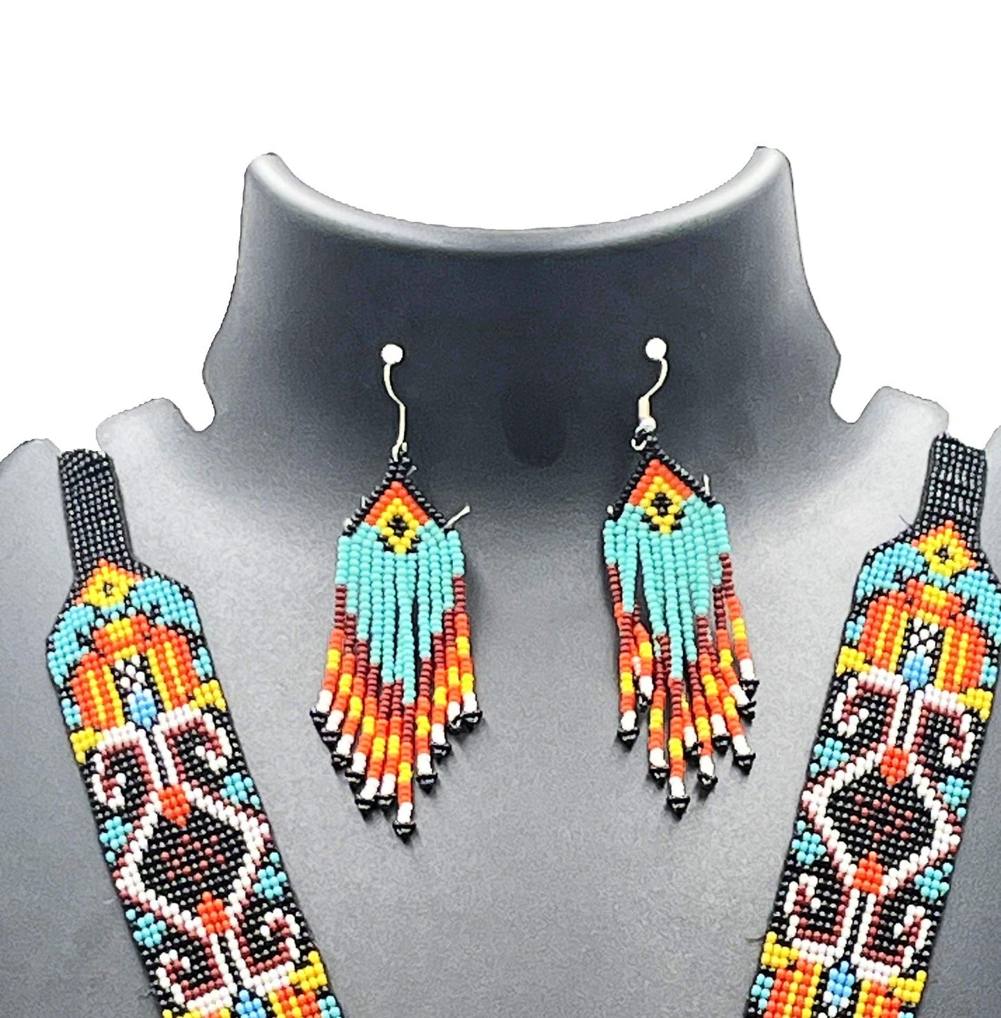 Ethnic Bead Necklace Set with Matching Earrings – The Chakmak Bead Collection
