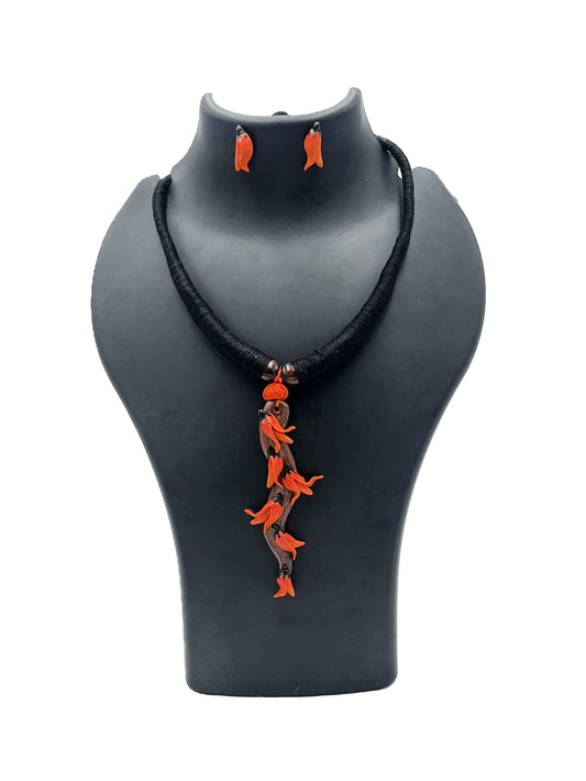The Chakmak Flame Bloom – Tribal Necklace & Earring Set Inspired by Flame Flowers