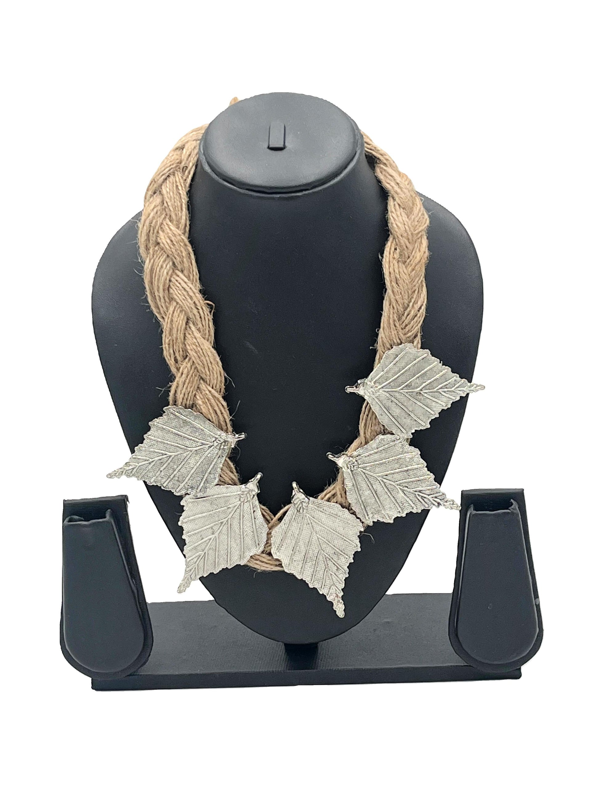 The Chakmak Forest Whisper Handmade Leaf Necklace with Braided Jute Cord