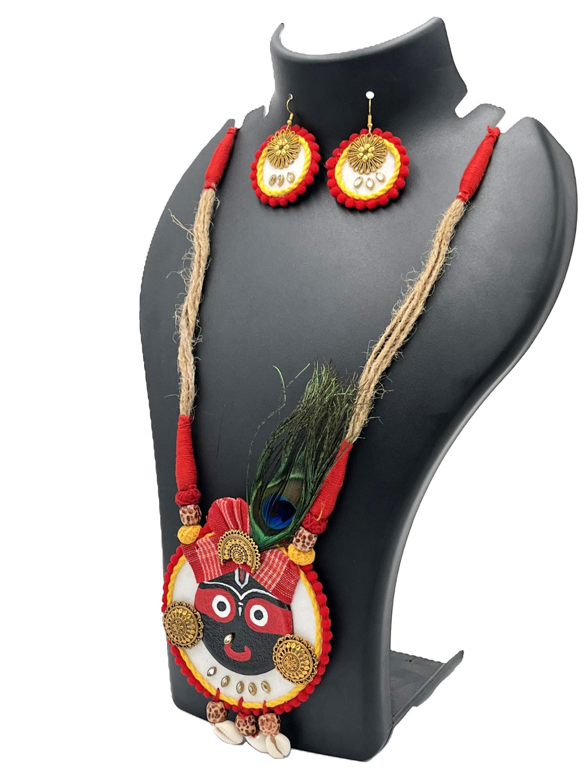 Handcrafted temple necklace set for festivals & pujas