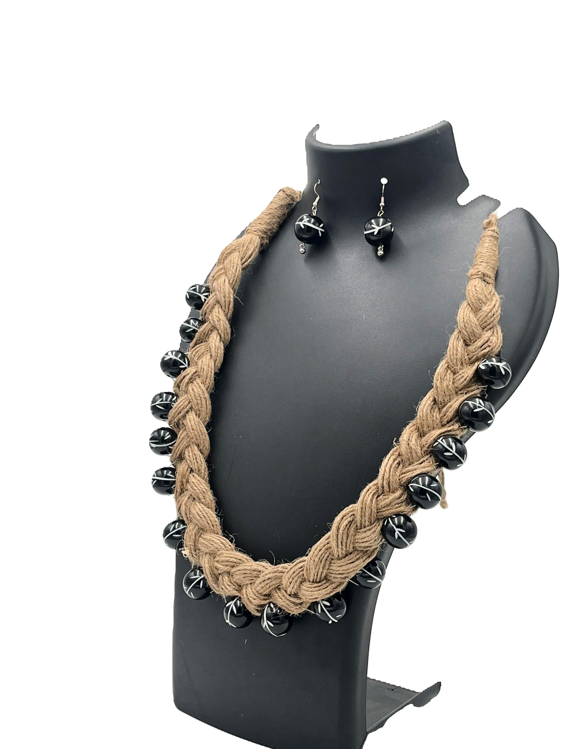 Ethnic tribal necklace set with earrings from Jute Elegance Collection – The Chakmak