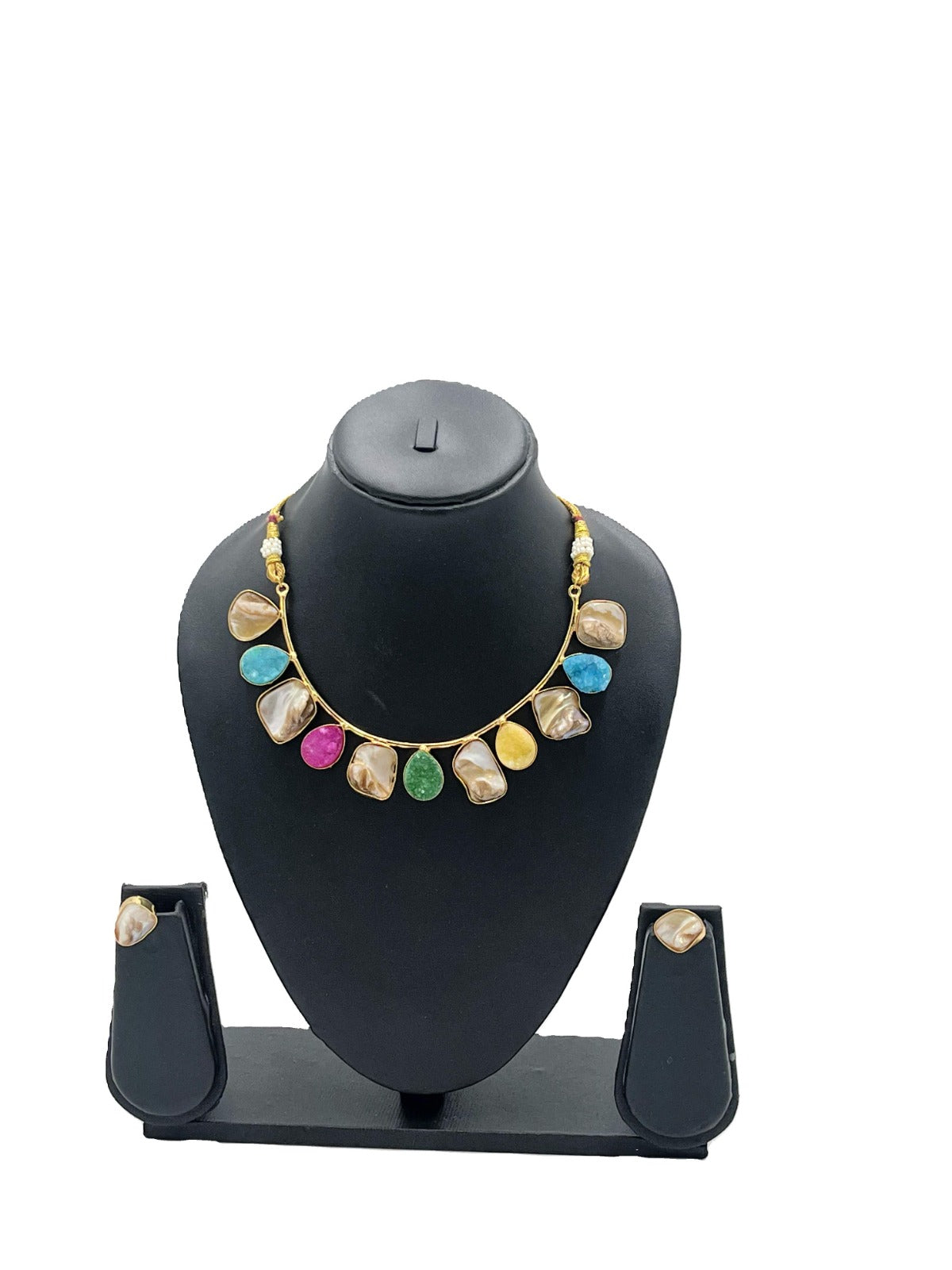 The Chakmak Radiant Harmony Necklace Set with Multicolour Stones & Pearl Beads