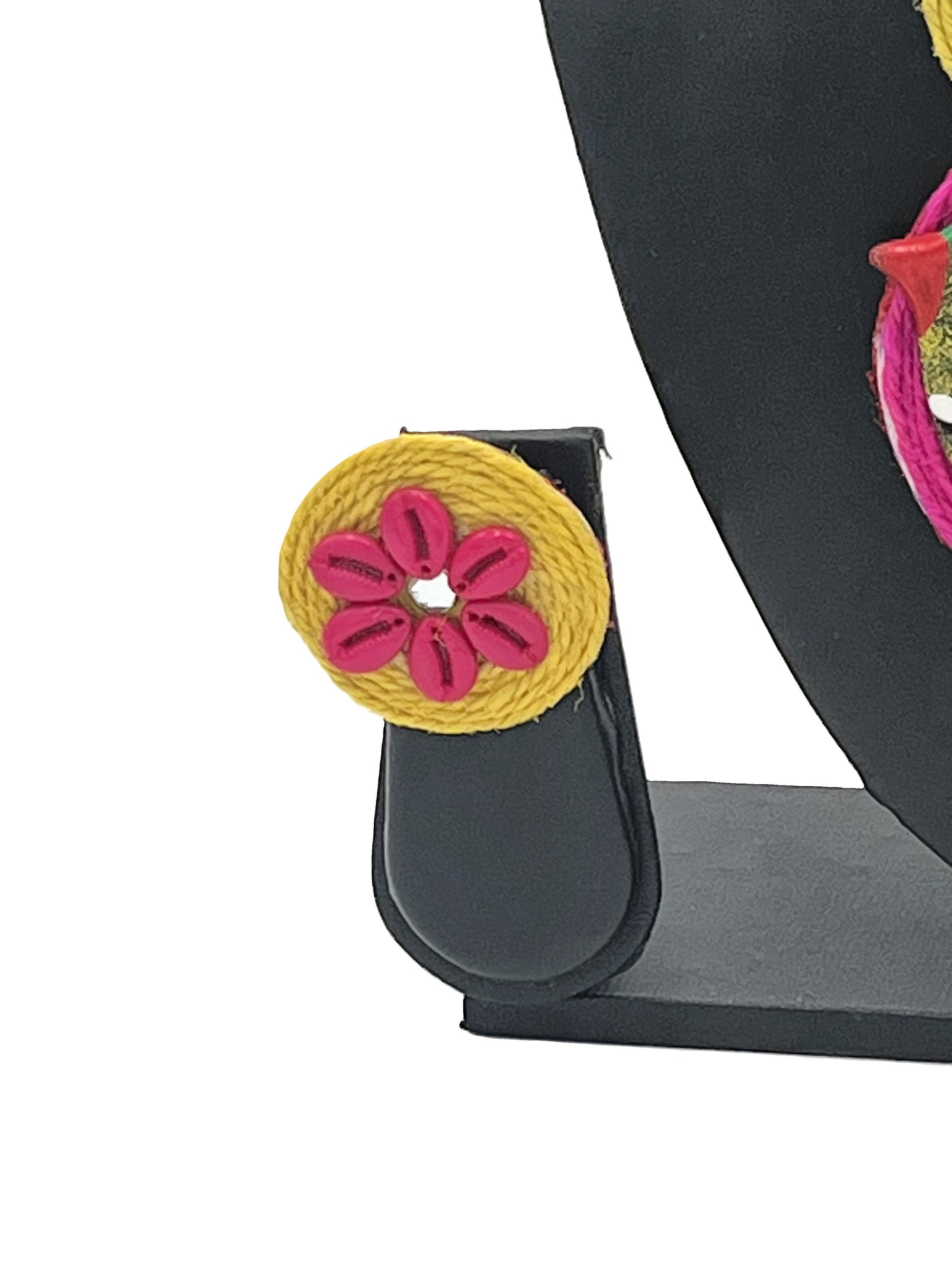 Matching earrings of RangPakshi Necklace with thread embroidery floral design – The Chakmak