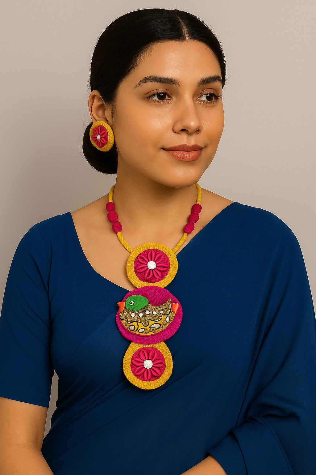The Chakmak RangPakshi – Handcrafted Terracotta Bird Necklace & Earrings