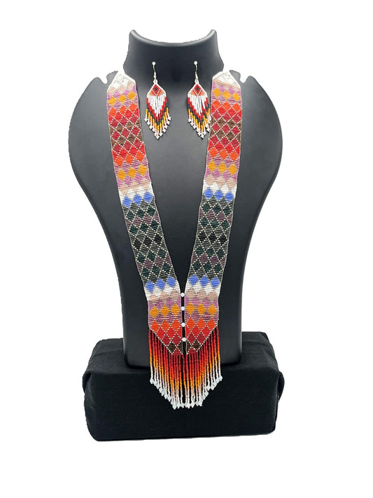 The Chakmak Ruby Snow Handmade Multicolour Beaded Necklace Set – Boho Style