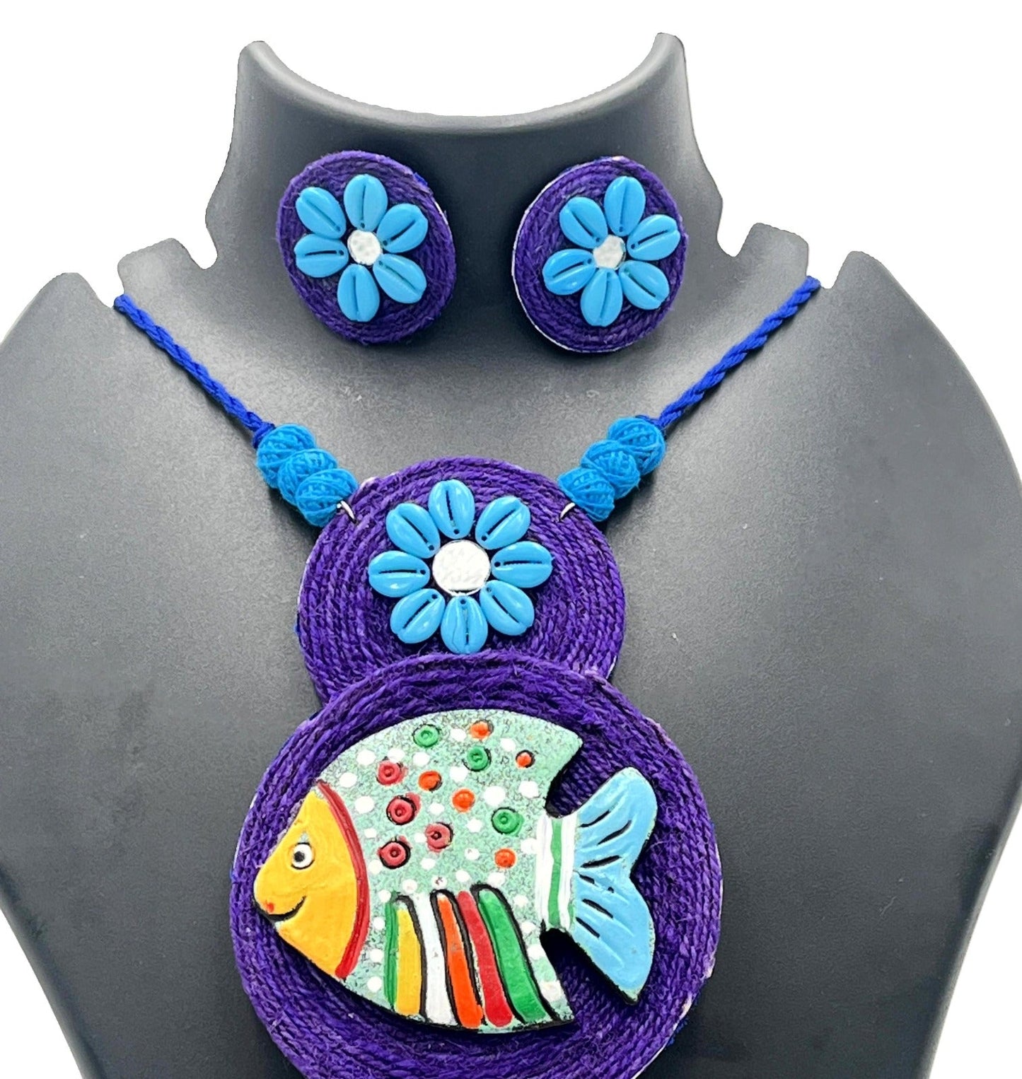 "Eco-friendly tribal jewelry set with floral accents – The Chakmak Terracotta Tales