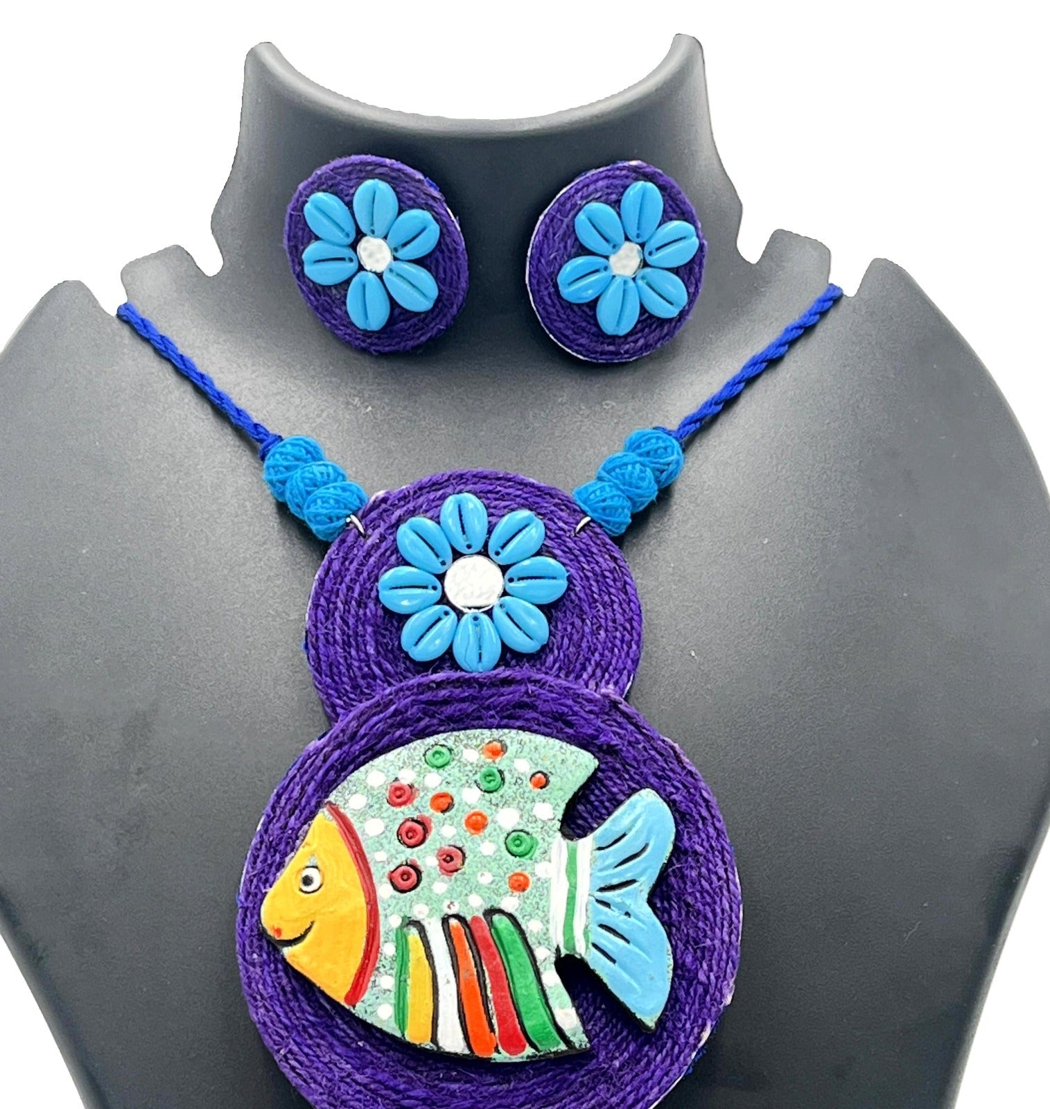 "Eco-friendly tribal jewelry set with floral accents – The Chakmak Terracotta Tales