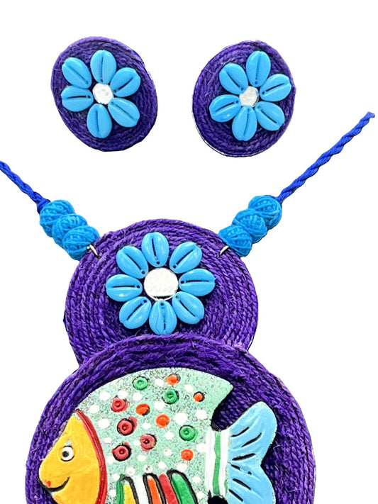 Handcrafted terracotta necklace set with earrings