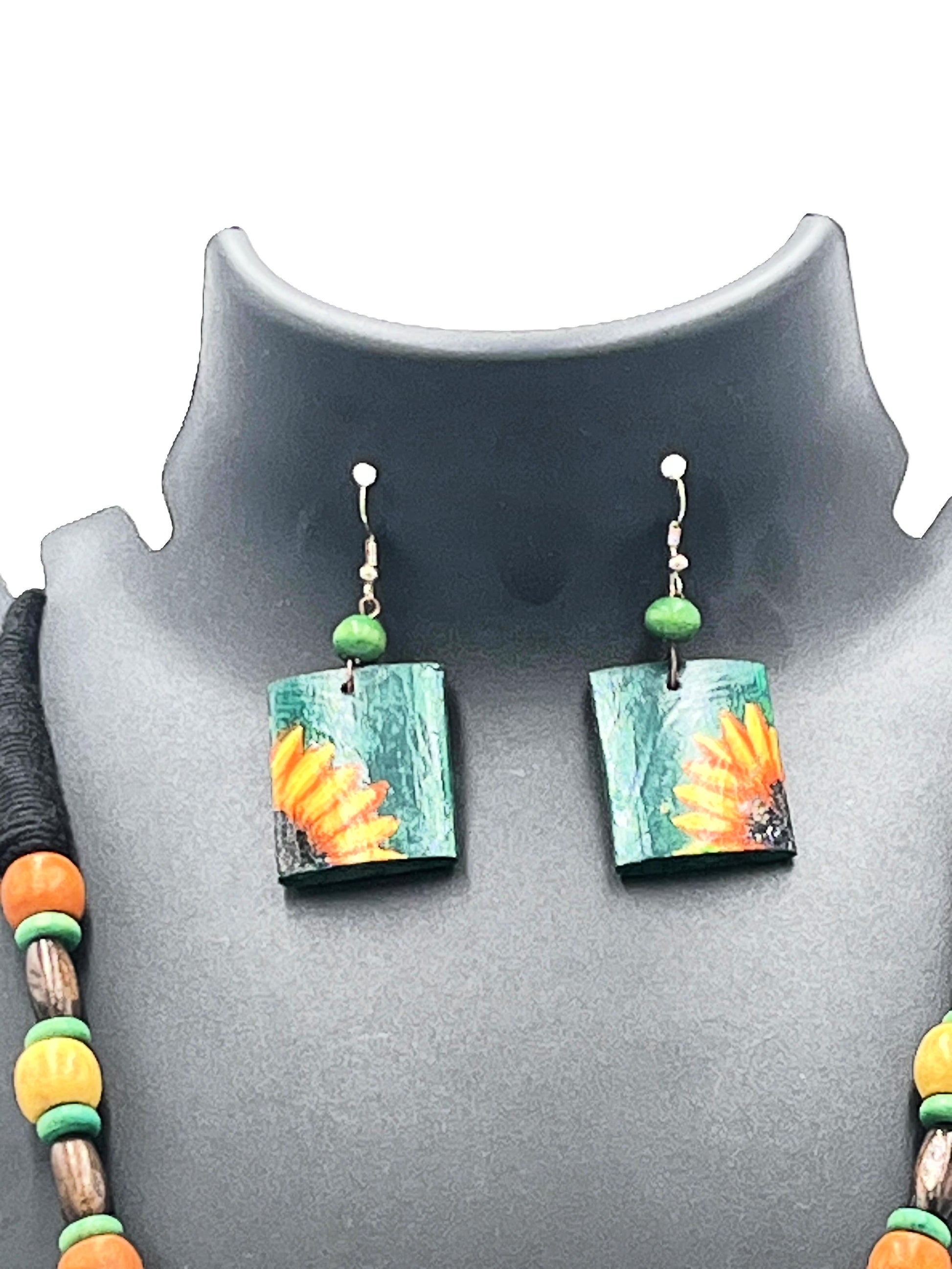 Lightweight boho-style sunflower bamboo earrings – The Chakmak Jewelry